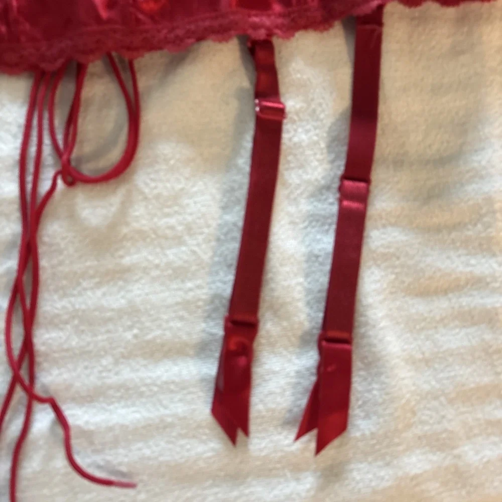 Fredericks Of‎ Hollywood Dream Corset Size 42 Lace Up Cincher Red Burlesque